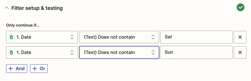Screenshot of the Zap editor showing how to set up the filter to not run on the weekend.png