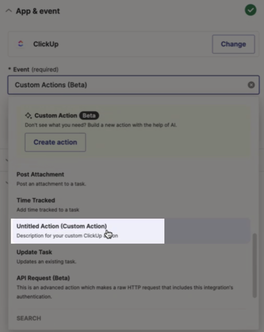 example of a custom action appearing in the event options in the Zap editor.png